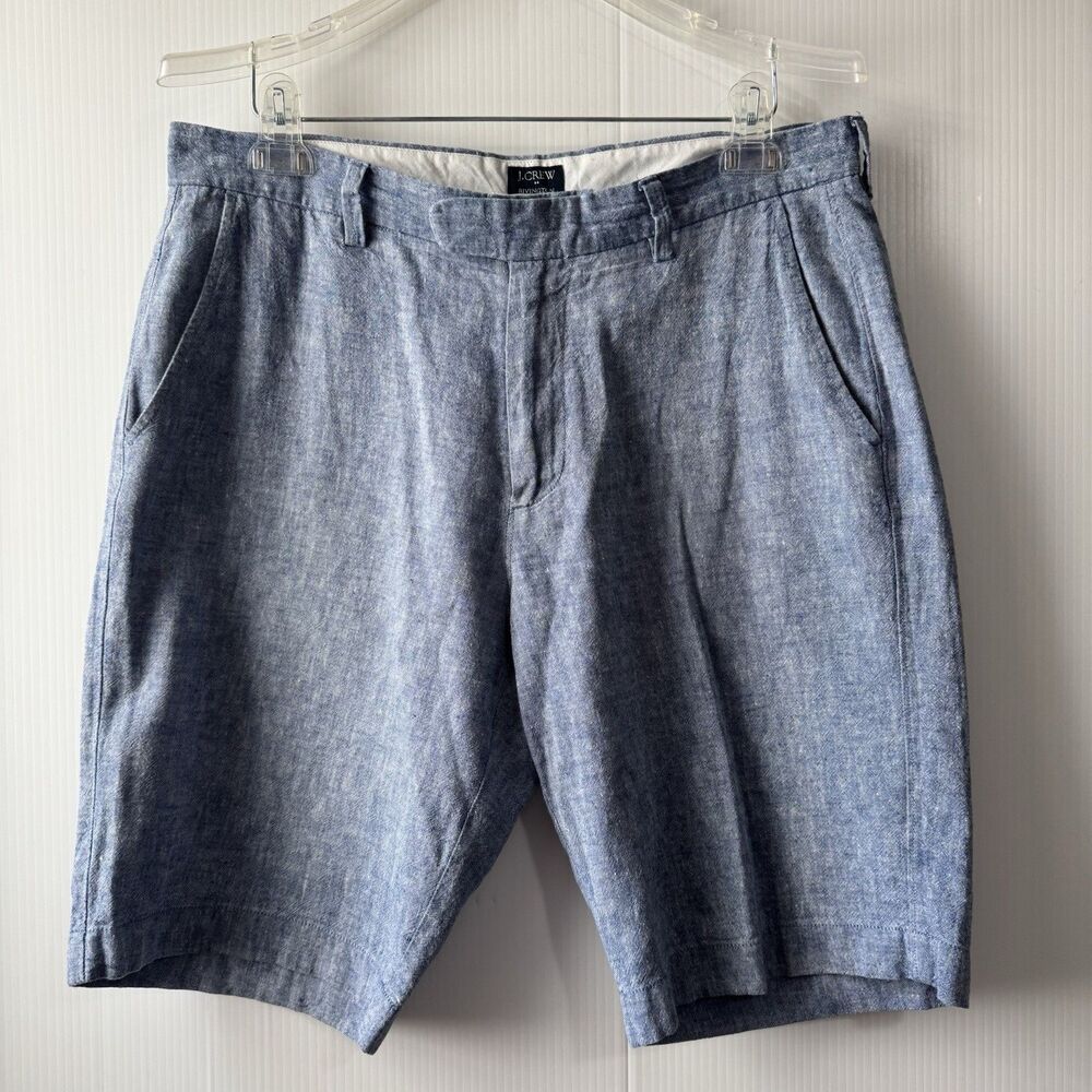 J.Crew Rivington Men's Light Blue Linen Cotton Blend Shorts Sz 32W